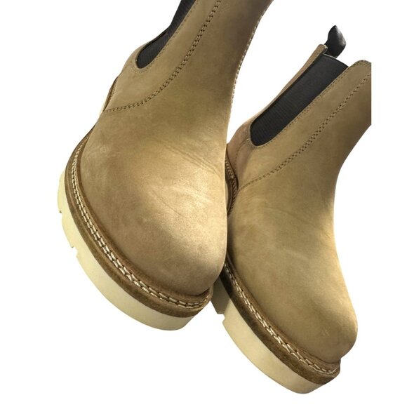 Women's Alpine Design Tan Leather Chelsea Boots With White Sole & Black Elastic - Picture 4 of 9